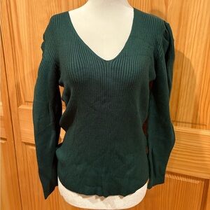 Zeagoo V Neck Sweaters Casual Puff Sleeve Pullover Sweater NWT women’s L